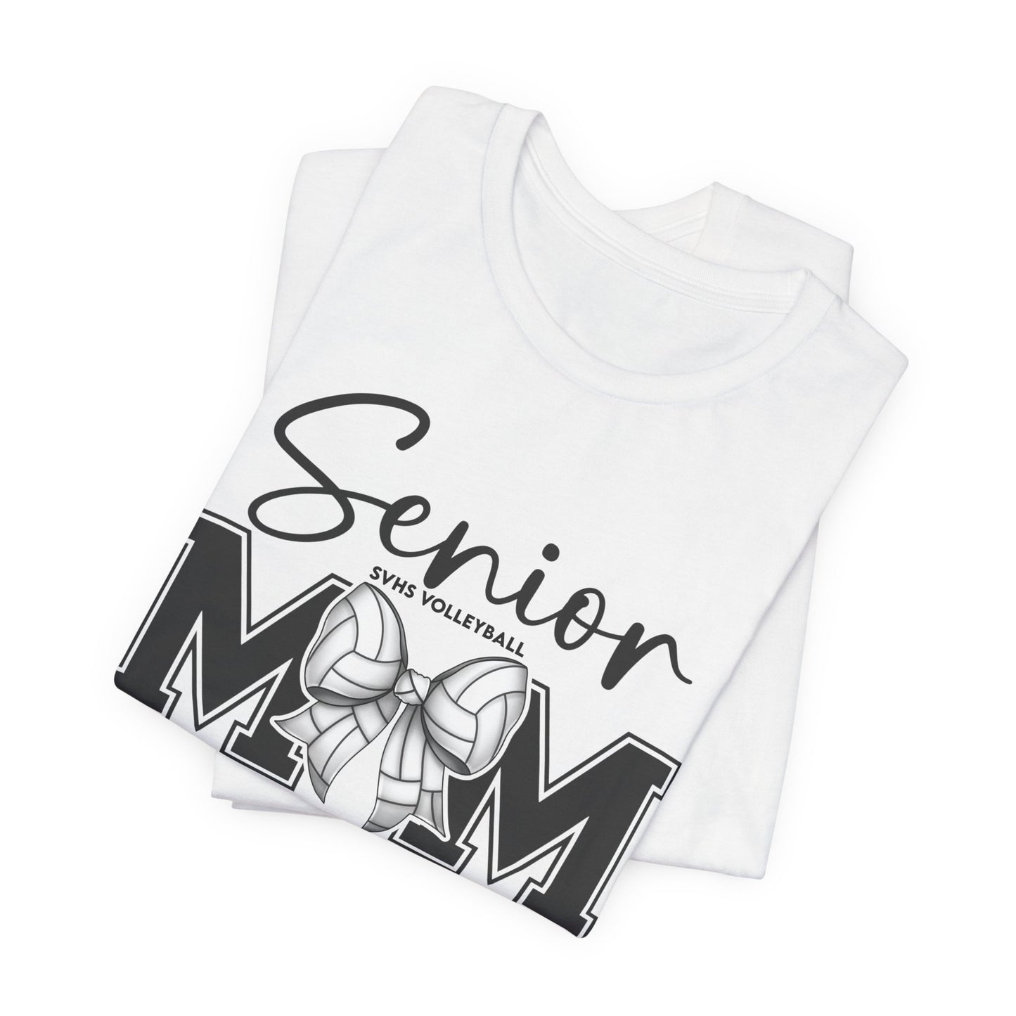 Senior Volley Bow Mom Tee (Front & Back Print)