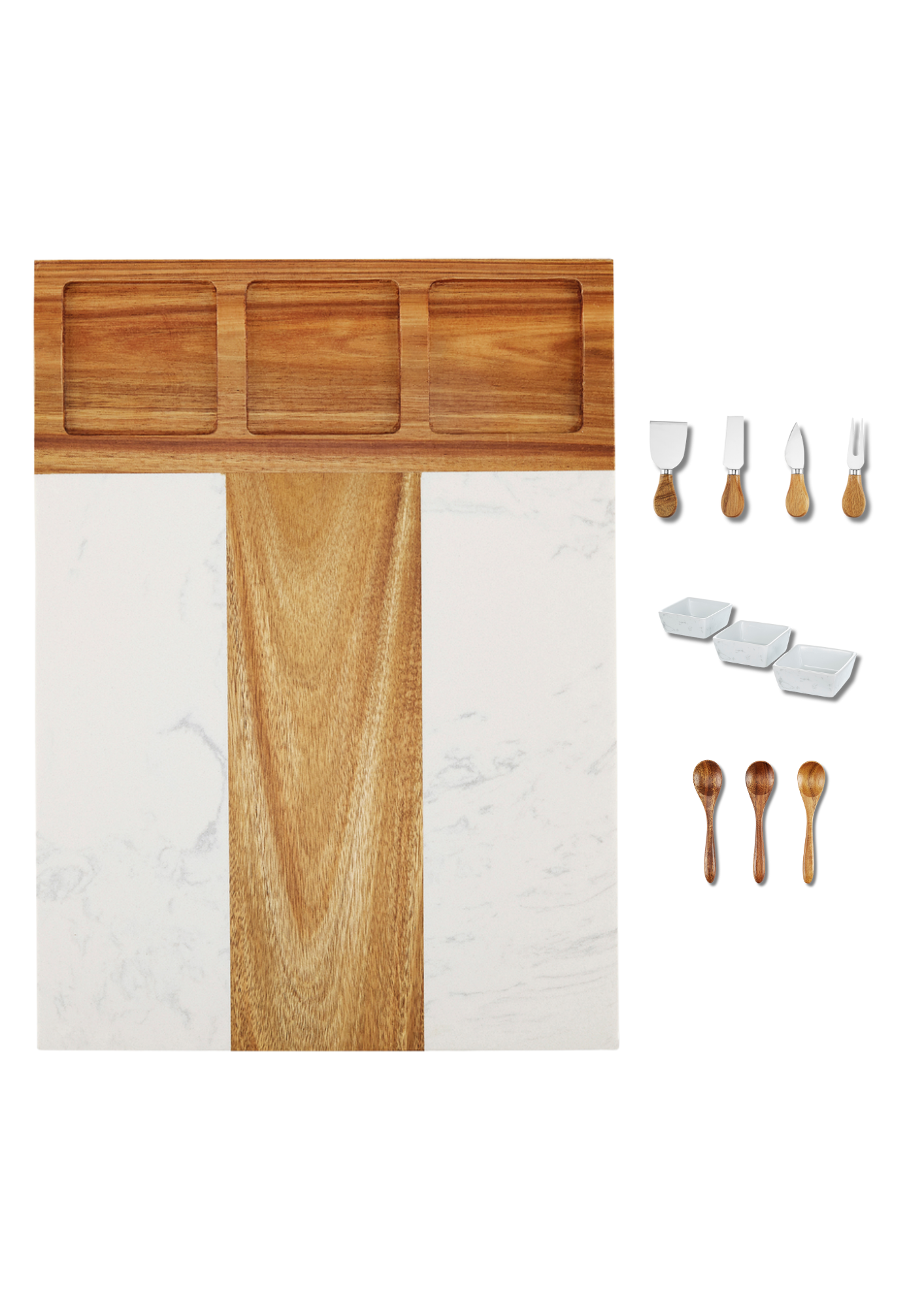 Custom Engraved Marble Charcuterie Board Set