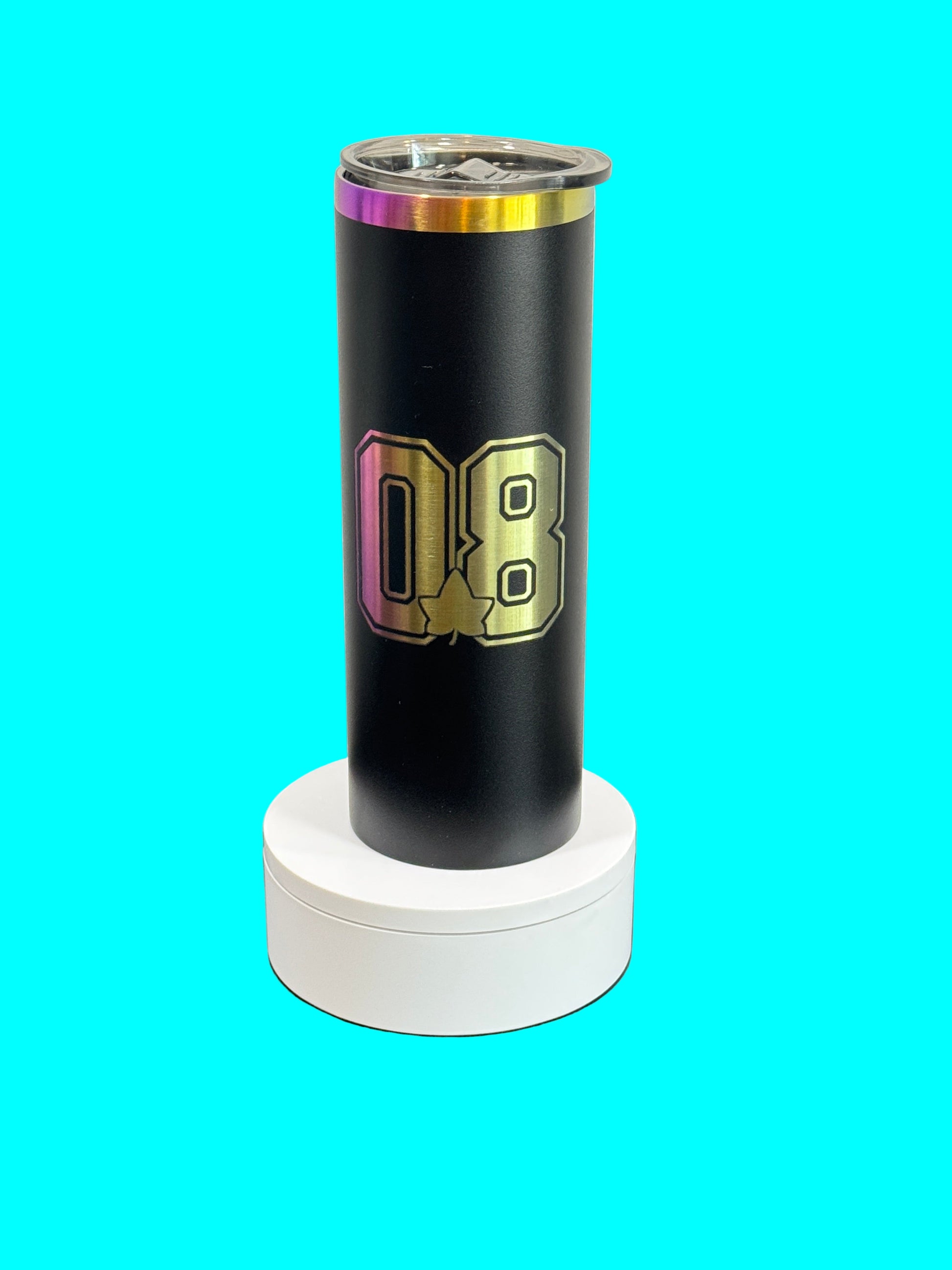 black powder coated rainbow electroplated skinny 20oz  tumbler
