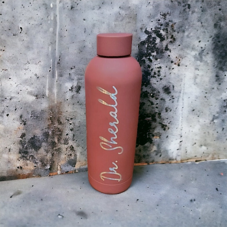 CUSTOM ETCHED .5L RUBBER COATED WATER BOTTLE