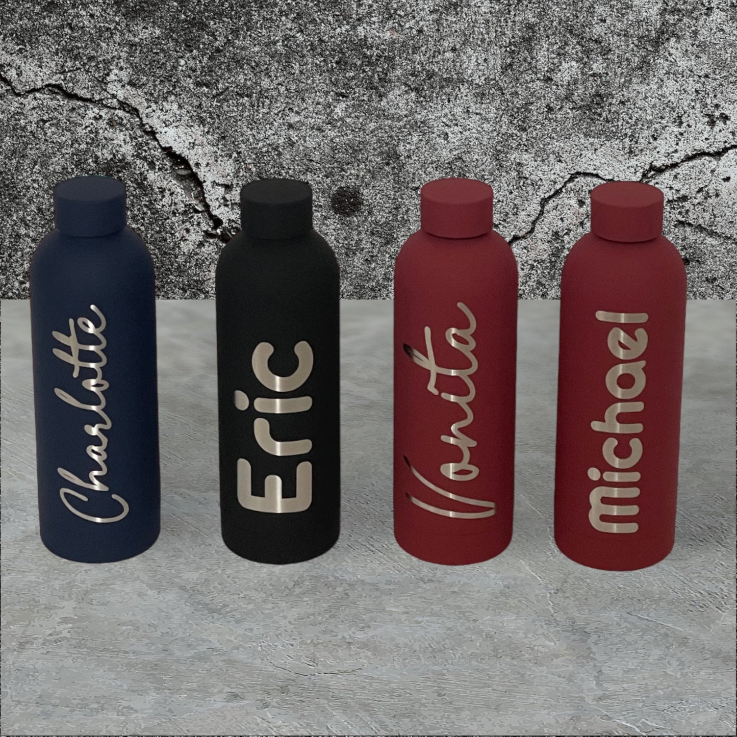 CUSTOM ETCHED .5L RUBBER COATED WATER BOTTLE