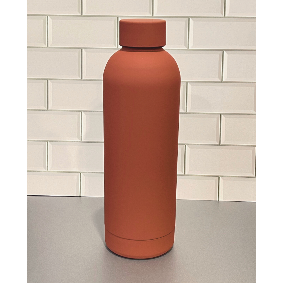 CUSTOM ETCHED .5L RUBBER COATED WATER BOTTLE